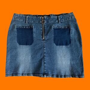 00's vintage denim bodycon zipper y2k mini skirt Size 12 access basic blue jeans